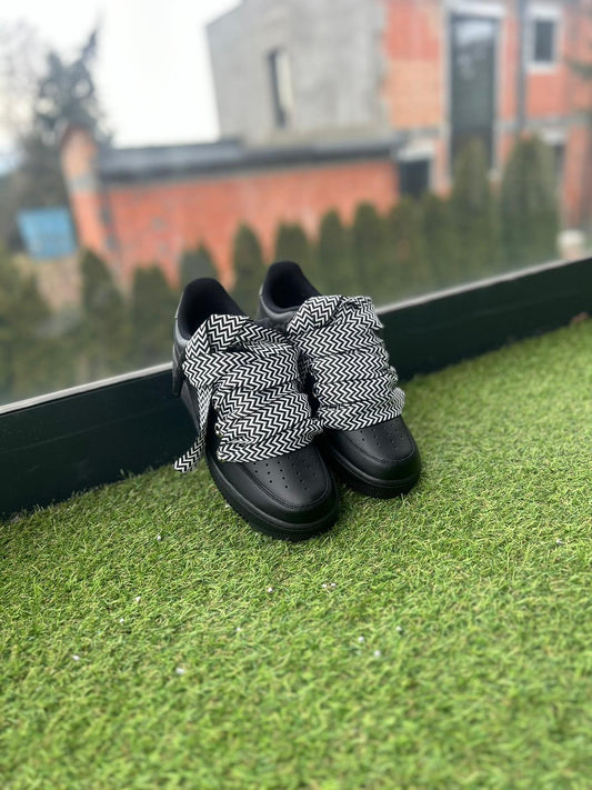 Nike Air Force 1 Black / WHITE LANVIN ROPE LACES CUSTOM